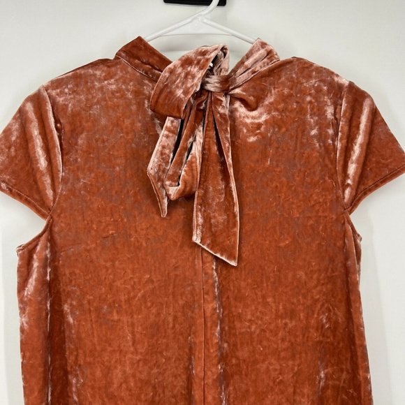 Madewell Dress Pink Crushed Velvet Mock Neck Short Sleeve Mini - Picture 10 of 12